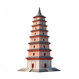 古风宝塔三维建模渲染图