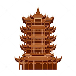 古风塔楼剪影图案设计素材