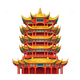 中国传统建筑黄鹤楼插画