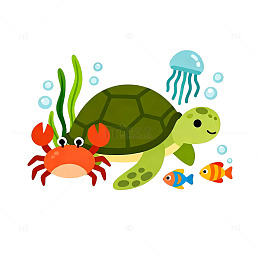 卡通海洋生物插画
