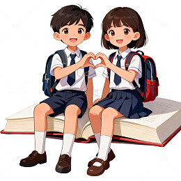 校园风学生插画素材