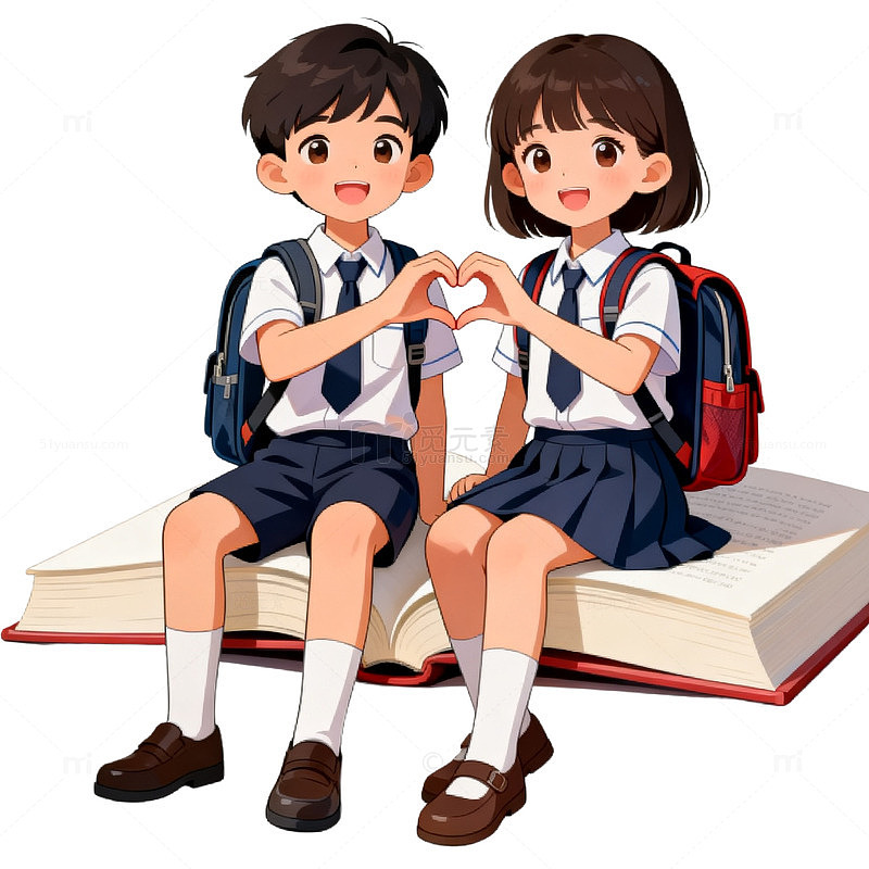 校园风学生插画素材