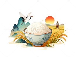 国风米饭插画设计素材
