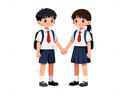 卡通学生校服插画