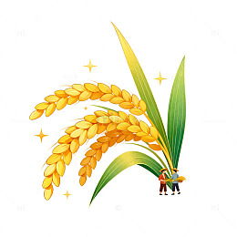 卡通稻谷丰收插画