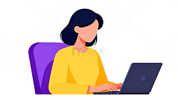扁平风格女性办公插画素材