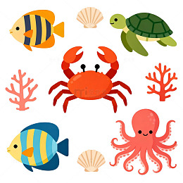卡通海洋生物插画