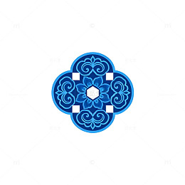 蓝色花纹图案装饰设计素材