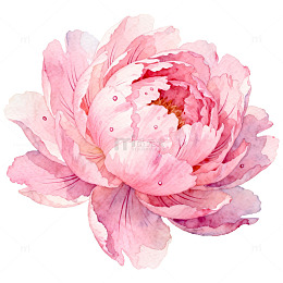 水彩粉色牡丹花卉艺术插画