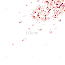 樱花飘落春天插画