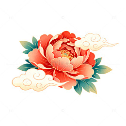 传统风格牡丹图案插画