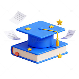 卡通毕业帽书籍学习元素图标