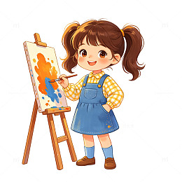 卡通少女儿童绘画插画免扣人物素材