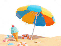 沙滩夏日冰淇淋场景