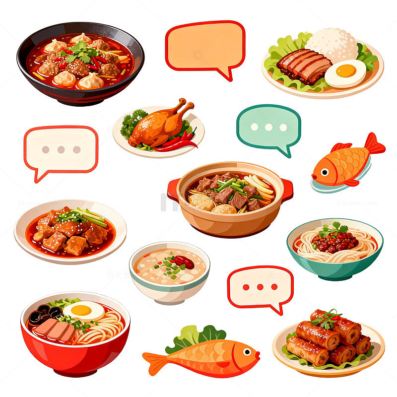 卡通美食插画设计元素