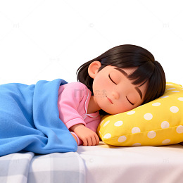 温馨睡眠小女孩插画素材
