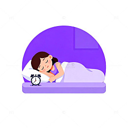 卡通女孩睡眠场景插图