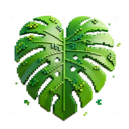 像素风绿叶图案设计元素