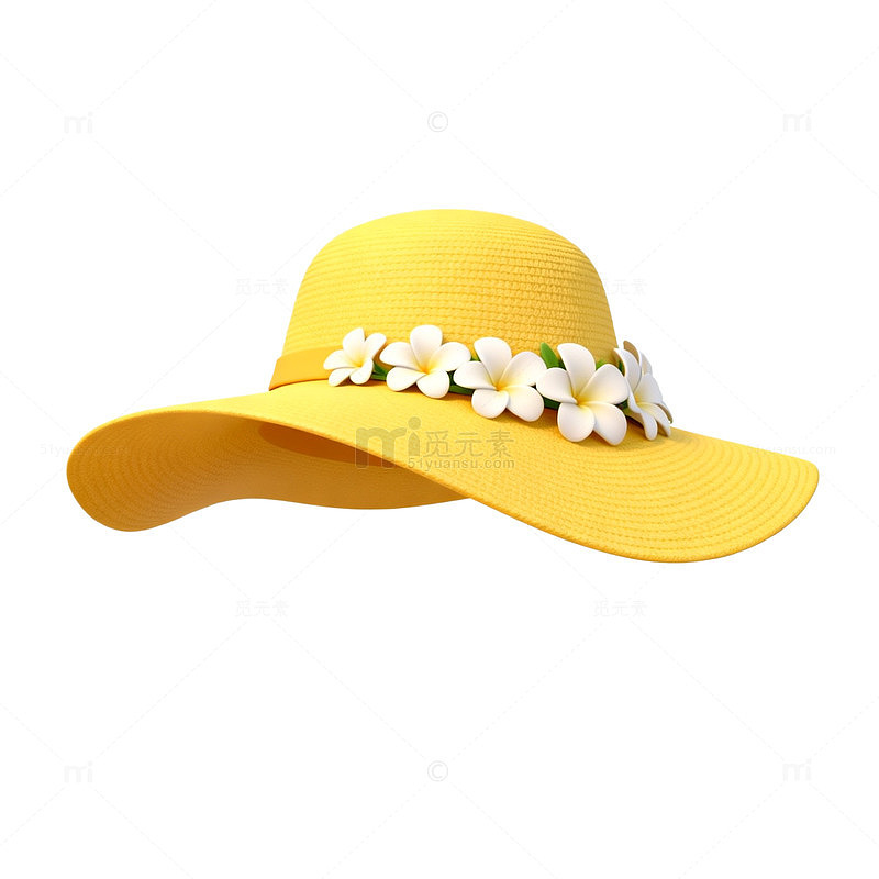 夏日遮阳帽花卉装饰设计素材