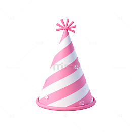 粉色条纹生日帽庆祝元素