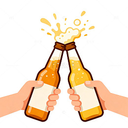 卡通风格啤酒碰杯插画