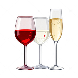 简约风格葡萄酒杯插画素材