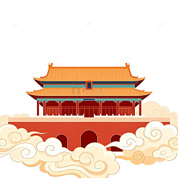 传统中国风古建筑插画