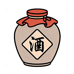 传统中国风酒坛插画素材