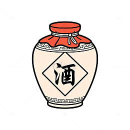 卡通酒坛插画素材