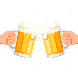 卡通啤酒干杯庆祝插画