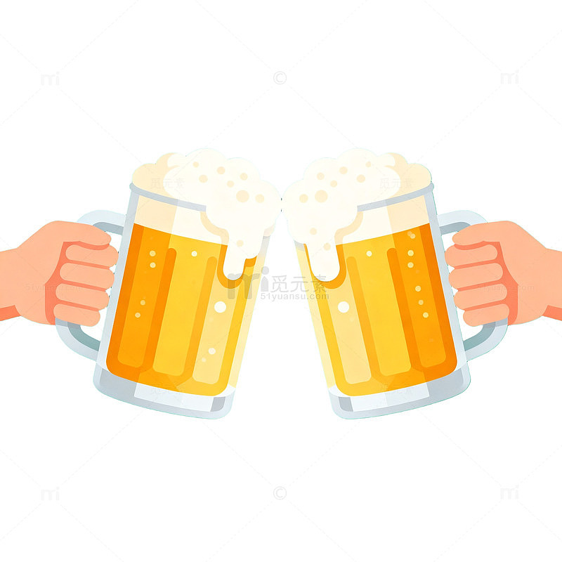 卡通啤酒干杯庆祝插画