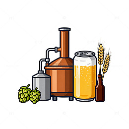 啤酒酿造卡通插画