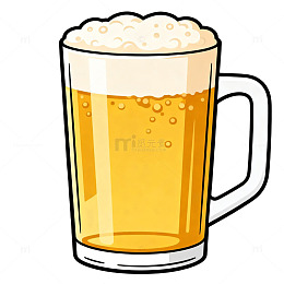 卡通啤酒玻璃杯插画