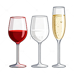 简约风格葡萄酒杯插画设计素材