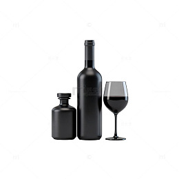 黑色酒瓶酒杯简约
