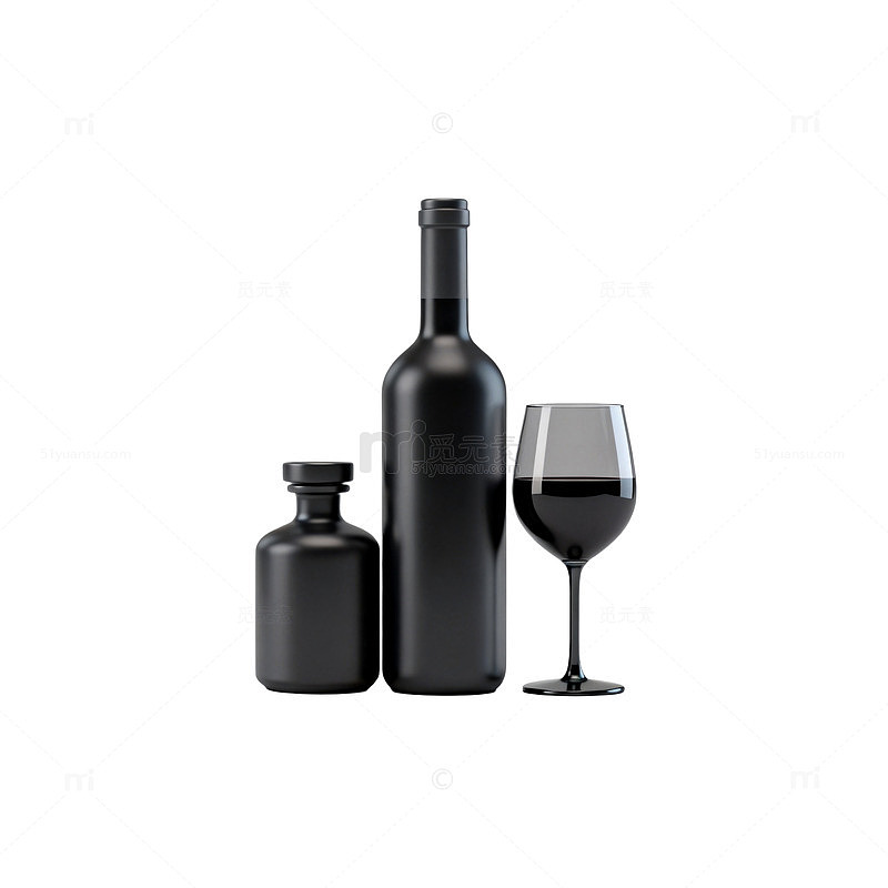 黑色酒瓶酒杯简约