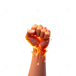 火焰拳头插画设计元素