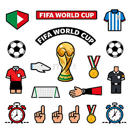 FIFA世界杯足球图标贴纸矢量设计素材