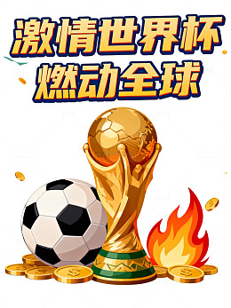 卡通世界杯足球宣传海报