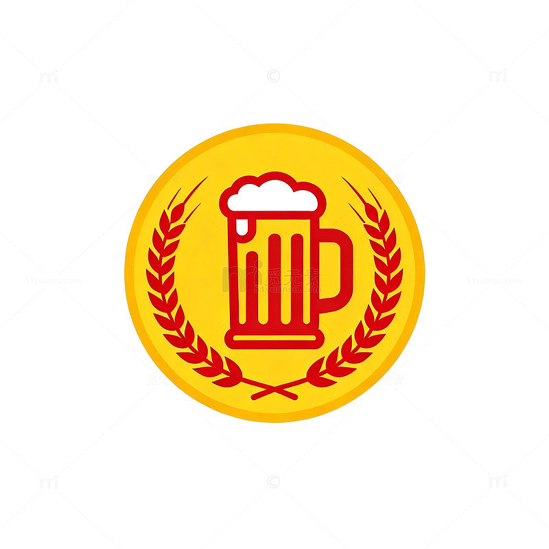 金色啤酒徽章图标设计
