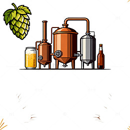 啤酒酿造插画素材