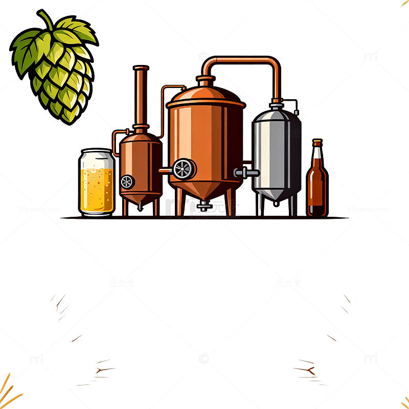 啤酒酿造插画素材