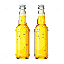 透明瓶啤酒插画设计素材