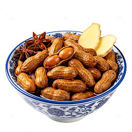 青花瓷碗花生香料美食图