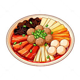卡通风格麻辣烫美食插画设计素材