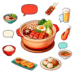卡通美食火锅插画设计元素