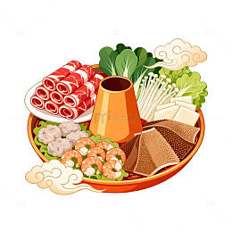 插画风火锅食材组合