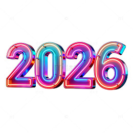 彩虹光效新年数字设计素材