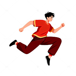 卡通人物跳跃运动插图