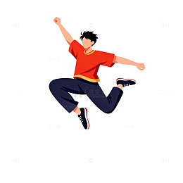 扁平风跳跃男孩插画设计元素